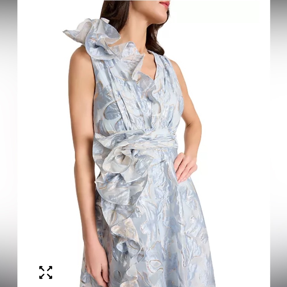 NWT Tahari ASL Floral Jacquard Metallic Midi/Maxi Dress 12 - Picture 4 of 12
